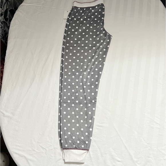 Pj Salvage Velour Lounge/PJ Pant. Grey with White Polka Dots and Port Trim, Lg. - Picture 11 of 16